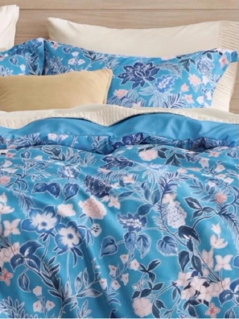 QUEEN Floral Duvet 3Pc Set 100% Polyester Microfiber - BLUE ELEGANCE